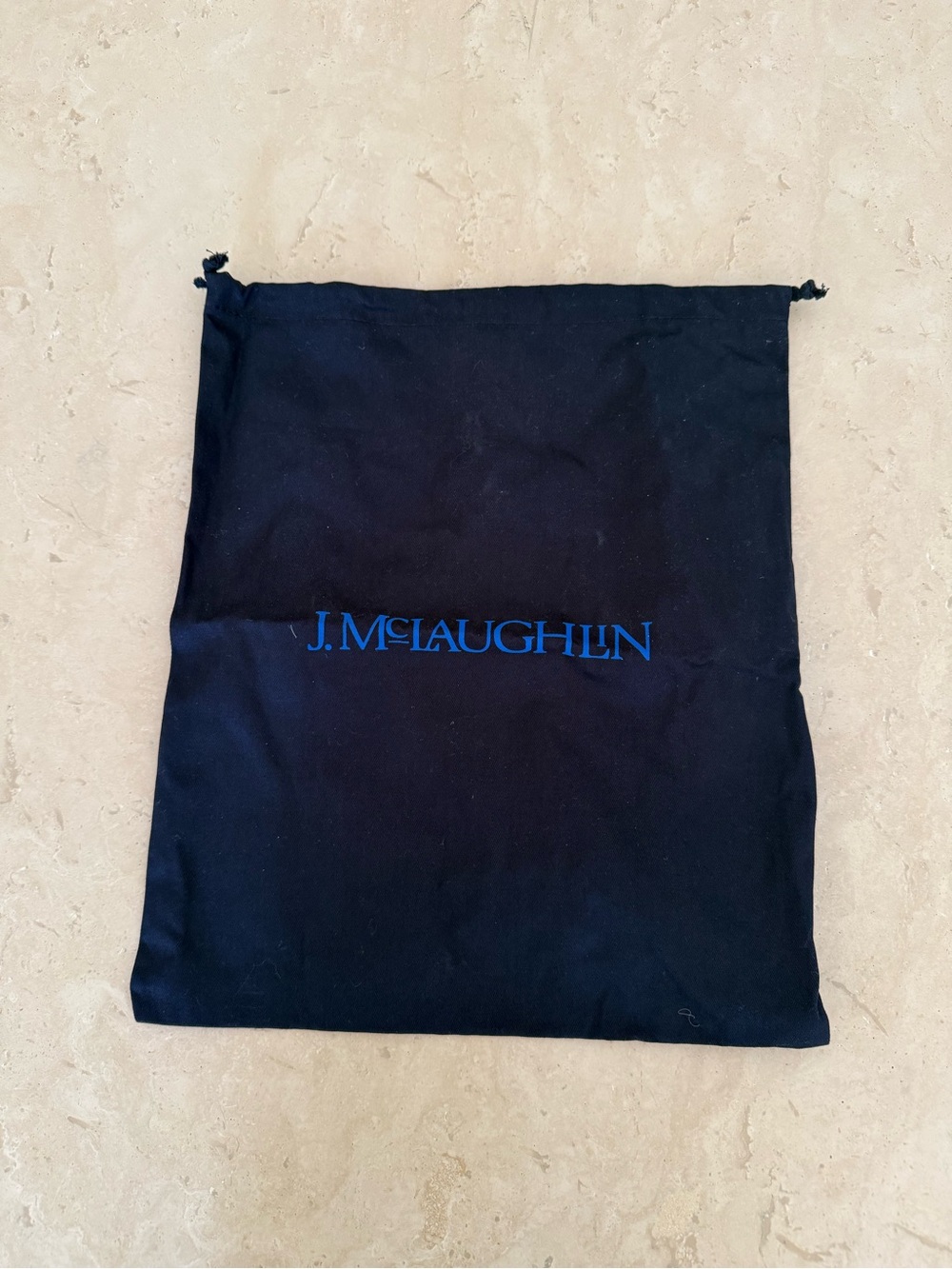 J. McLaughlin Black and Blue Drawstring Dust Bag